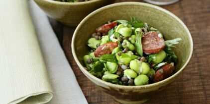 Salade de fèves au chorizo facile et rapide : découvrez les recettes de  Cuisine Actuelle