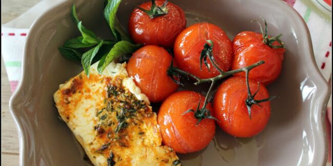 Feta et tomates roties à l'ouzo