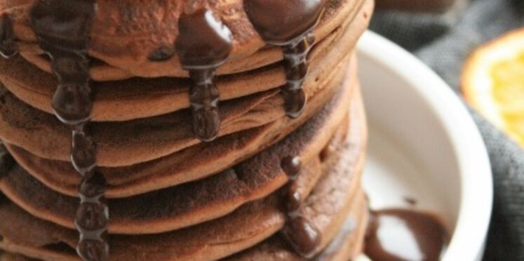 Pancakes au cacao Bio {sans gluten, sans oeufs sans lait }