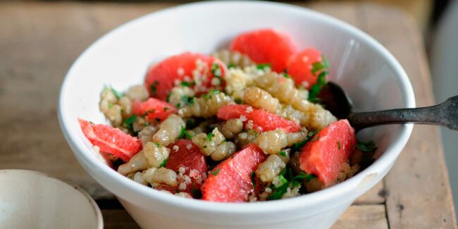Salade de crosnes, quinoa et fraises