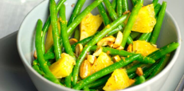 Salade de haricots verts ananas curry