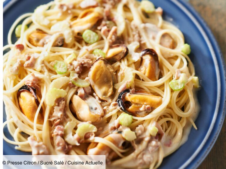 Spaghettis aux moules et aux lardons facile : découvrez les recettes de  Cuisine Actuelle