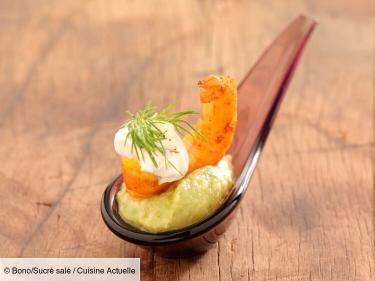 Cuillères apéritives: crevette et pêche, crème de gingembre - Cuisine  gourmande et saine