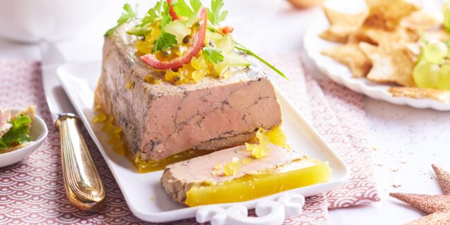 Terrine de foie gras et gelée fruits de la passion