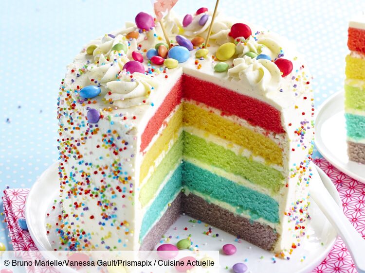 Pâte à sucre imprimée Arc-en-ciel pour décoration de gâteau - Pâte