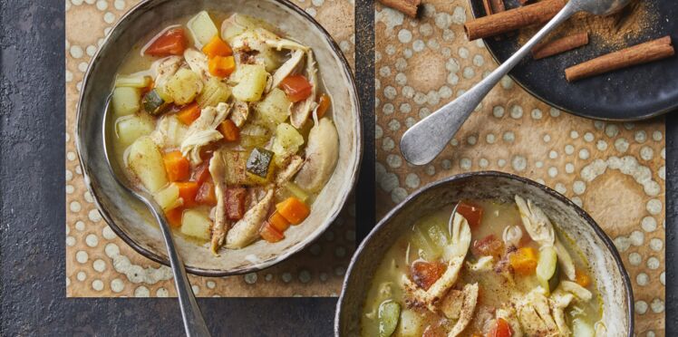 Soupe de légumes au poulet et cannelle