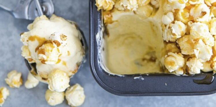 Glace au yaourt au popcorn caramélisé