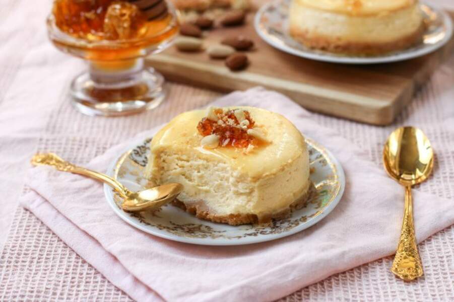 Version moins sucrée : Cheesecake miel & amandes