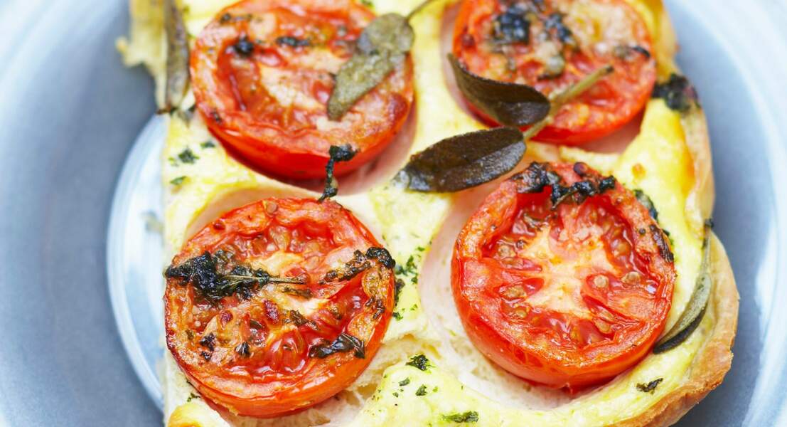 Tarte tomate-ricotta à la sauge
