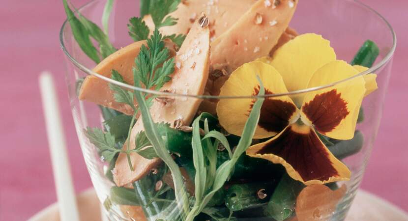 Salade de haricots verts au foie gras