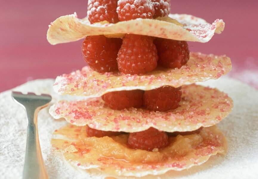 Mille-feuille pêche framboise