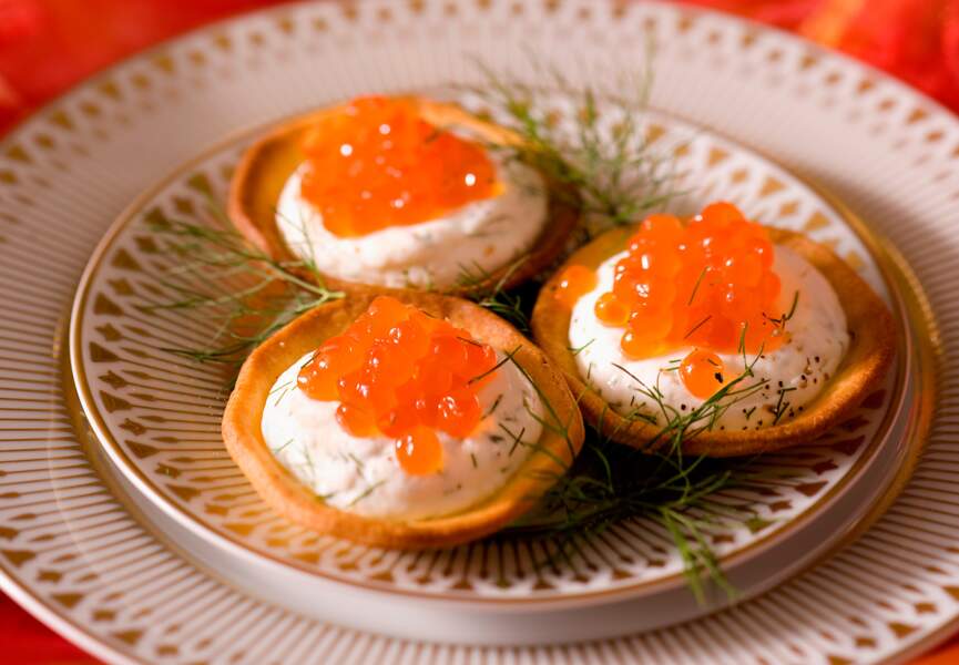 Tartelettes aux œufs de saumon