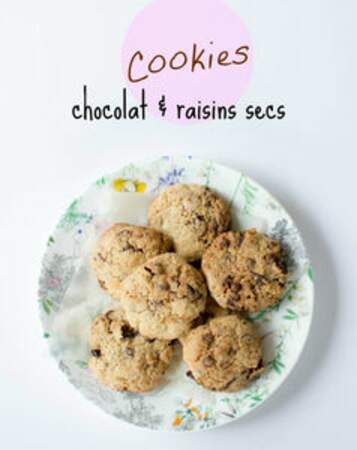 Cookies vegan chocolat et raisins secs