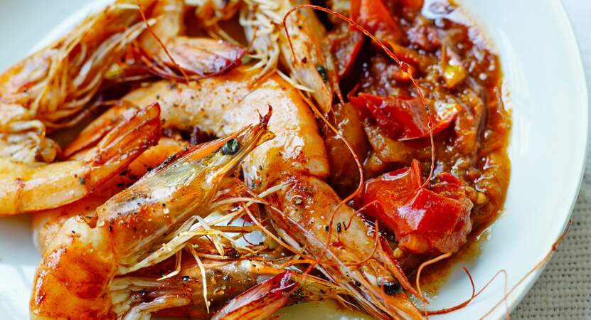 Crevettes sauce piquante à la tomate