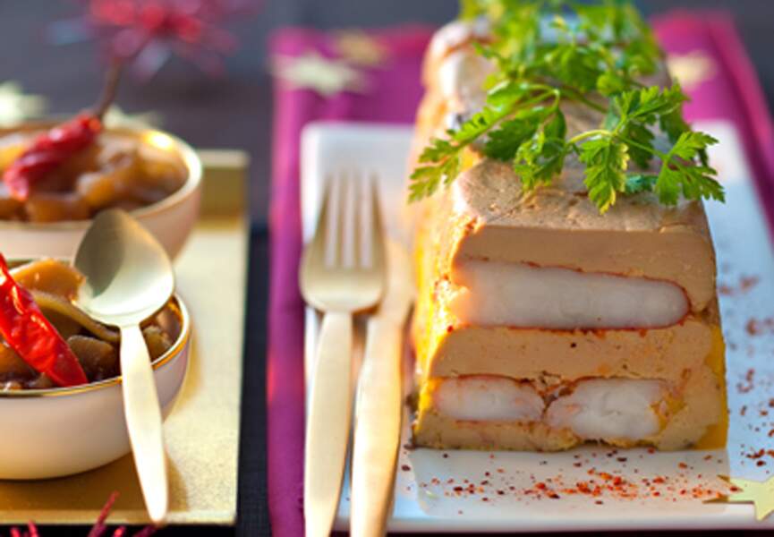 Terrine de foie gras à la langouste et chutney