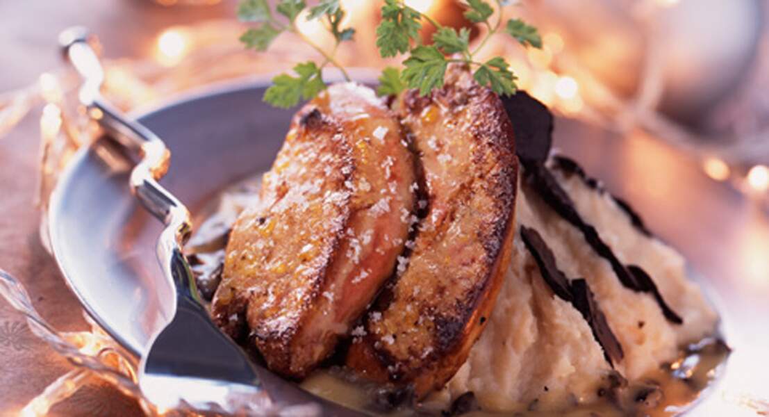 Escalope de foie gras et sa purée truffée