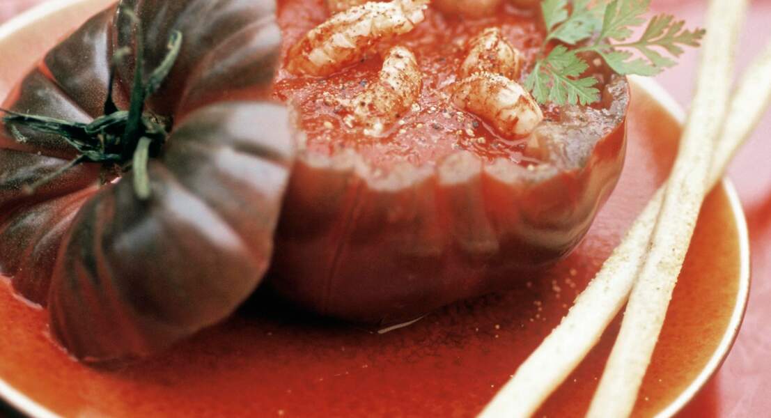 Soupe de tomate aux écrevisses