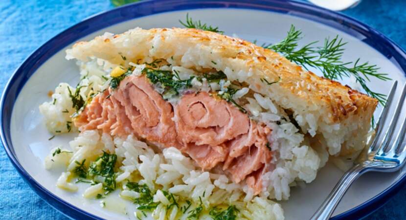 Pavé de saumon en croûte de riz