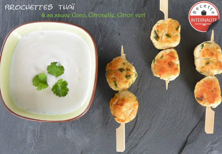 Les brochettes Thaï et sa sauce Coco Citronnelle Citron vert de CookingNCo