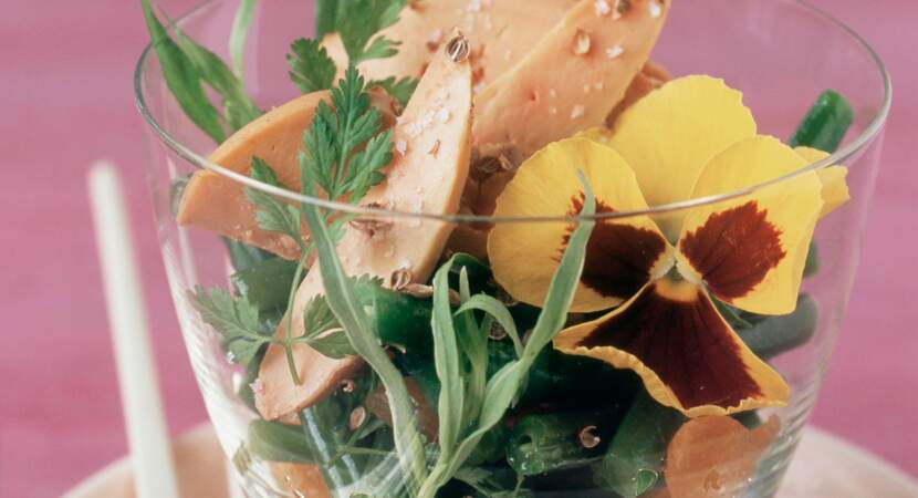 Salade de haricots verts et foie gras