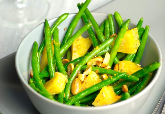Salade de haricots verts ananas curry