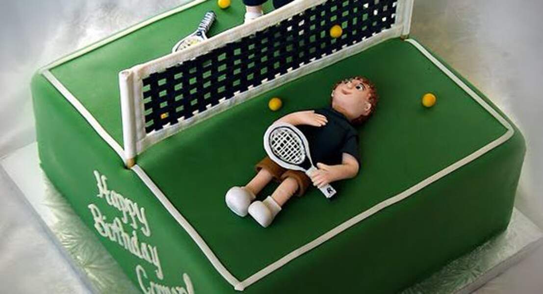 Tennis cake avec les joueurs
