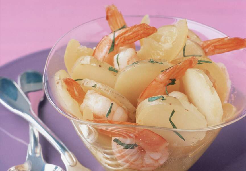 Salade de pomme de terre aux crevettes