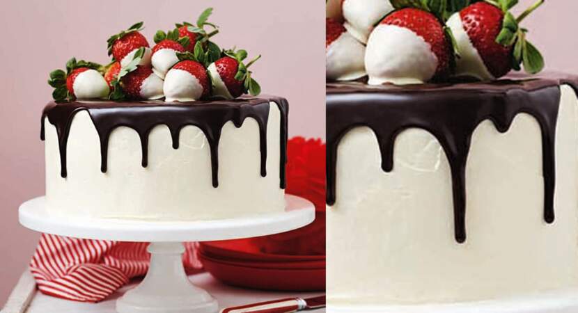 Drip cake au chocolat et aux fraises