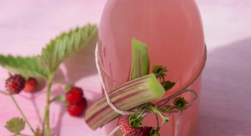 Sirop de rhubarbe et fraises des bois