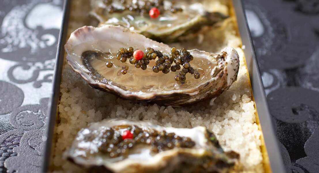 Les huîtres en gelée d'agrume au caviar adoré par Paul Pairet