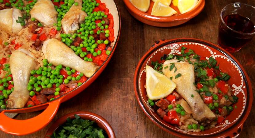 Vidéo : paella au chorizo et aux cuisses de poulet