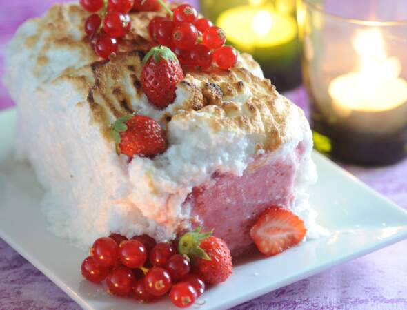 Bûche glacée aux fraises