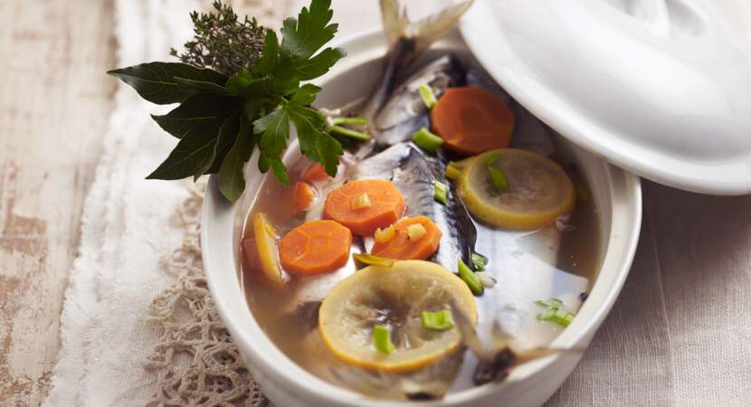 Maquereaux marinés au vin blanc et carottes