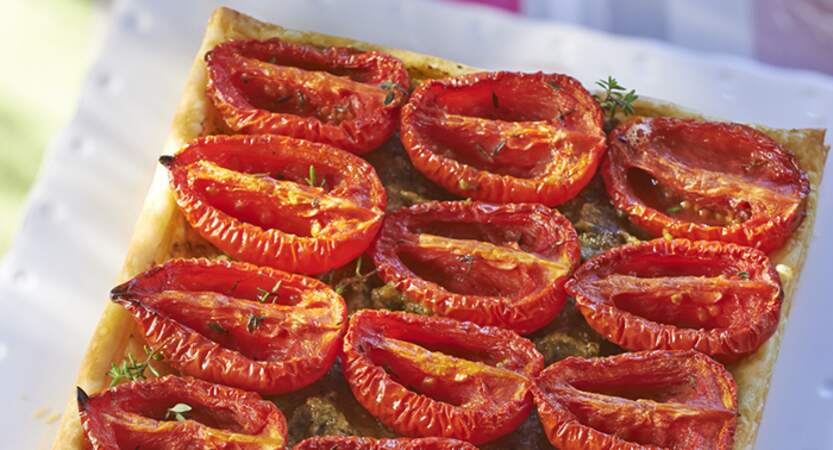 Tarte fine aux tomates confites