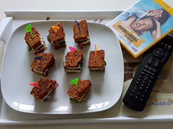 Minis clubs sandwichs pain d'épice maison, filet de magret de canard et figues séchées