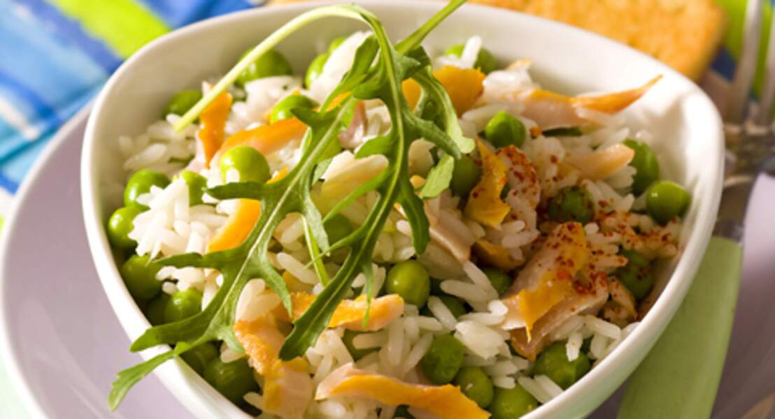 Salade de riz aux petits pois et au haddock