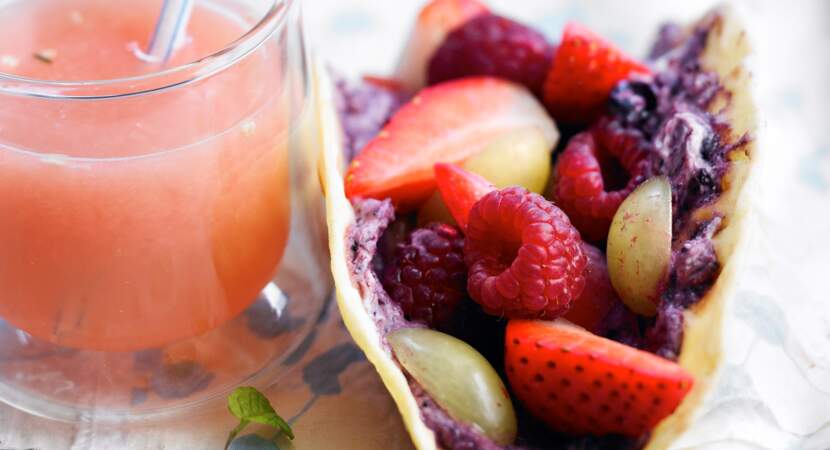 Wrap en dessert à la ricotta et fruits rouges