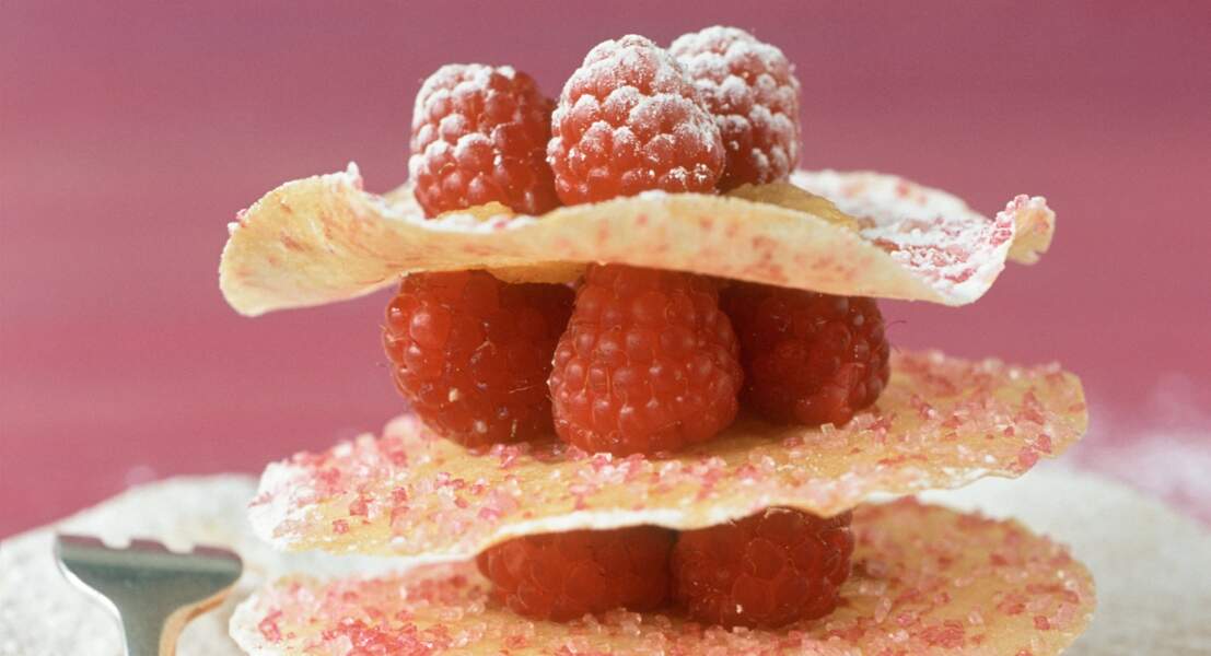 Mille-feuille pêche framboise