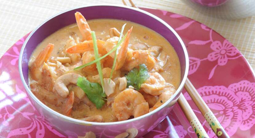Curry thaï de crevettes au lait de coco