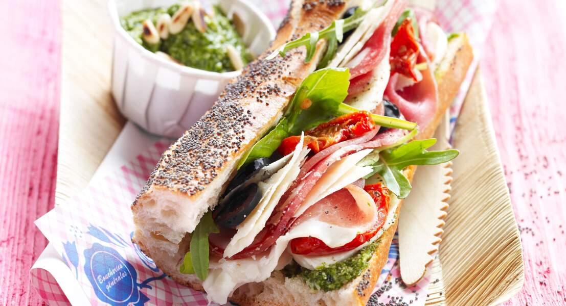 Sandwich italien au pesto de roquette