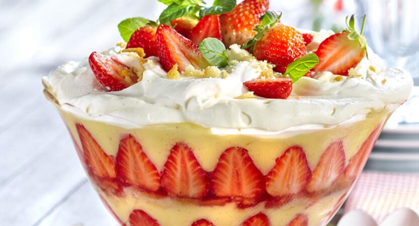 Trifle aux fraises au fromage blanc