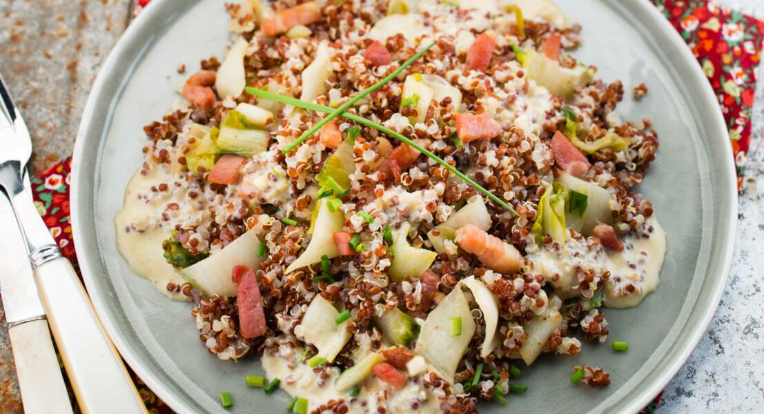 Salade de quinoa, endive, lardons