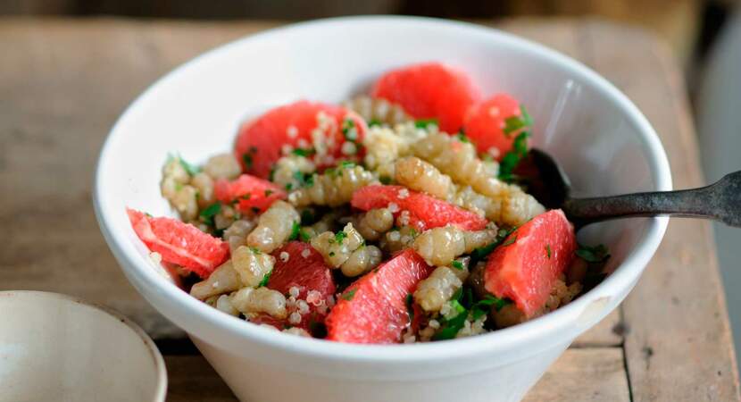 Salade de crosnes, quinoa et fraises