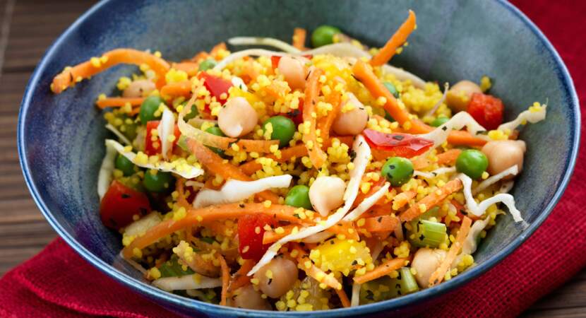 Le déjeuner végétarien : Salade de boulgour et pois chiche