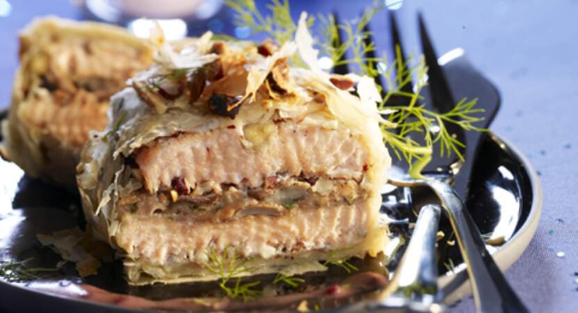 Strudels de saumon aux cèpes et foie gras