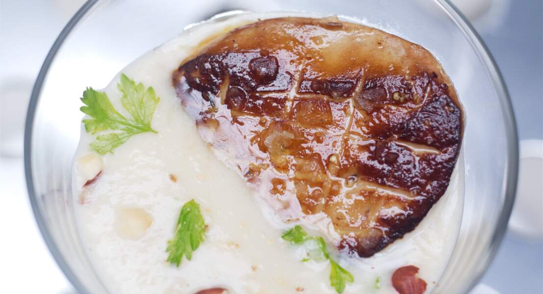 Crème de topinambour au foie gras