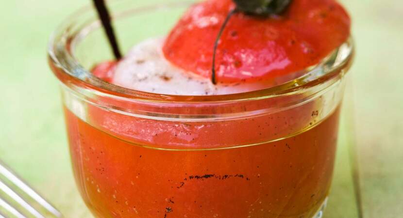 Langoustines et tomates à l’huile de vanille