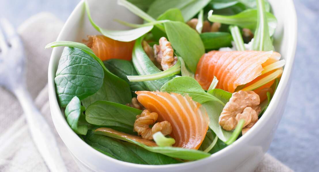 Salade de mâche et saumon