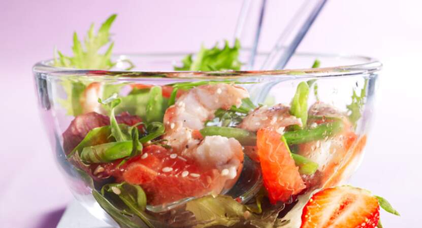 Salade de langoustines, vinaigrette de fraise