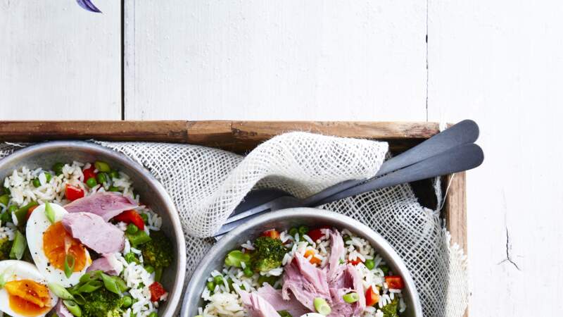 Mardi : Salade de riz au thon, brocolis et oeuf dur